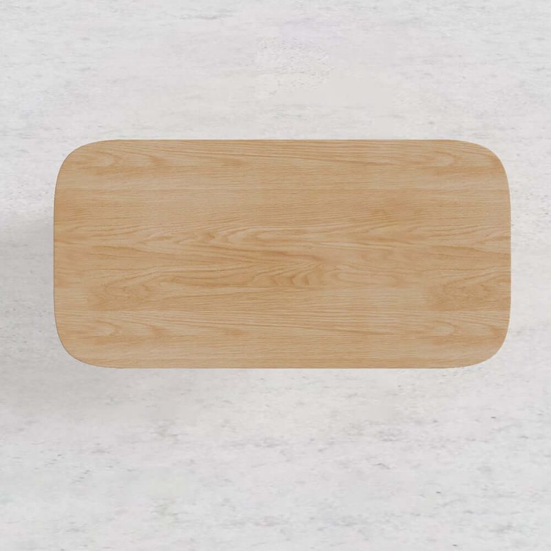 "47.2" Pine Wood Coffee Table Rectangle-shaped in Natural with Abstract Base"