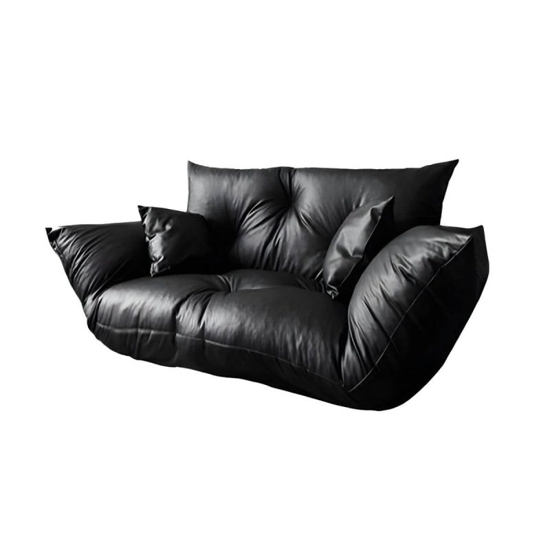 "Stylish Faux Leather Oversized Bean Bag Sofa with Stain Resistant Pre-Filled Sponge Fill - Gloss Yellow"