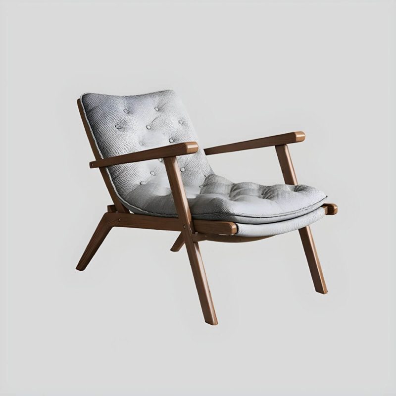 "Comfortable and Stylish Recliner Chair with Removable Cushions and Wood Legs - Sponge Cotton and Linen Deck Chair Gray"