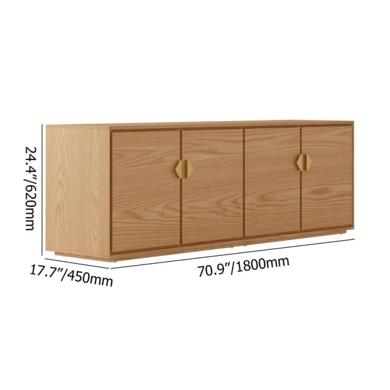 "Dimension of 70.9" Natural Wood Tall TV Stand with Storage"