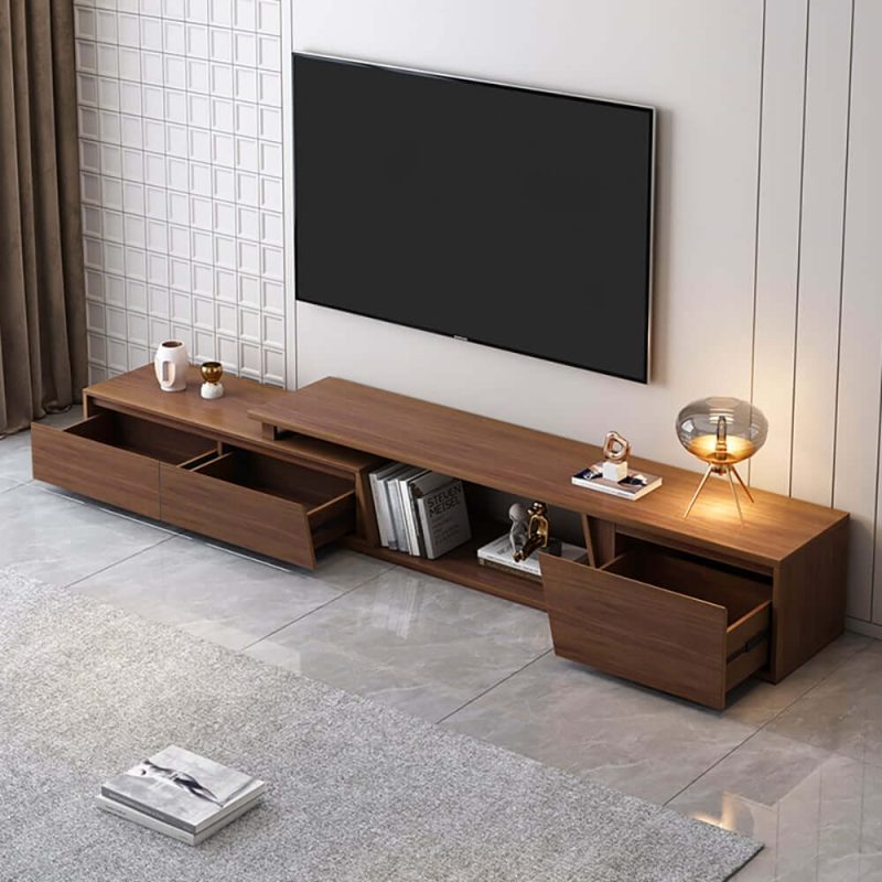 "Fero Extendable Walnut TV Stand & Nesting Coffee Table Set"
