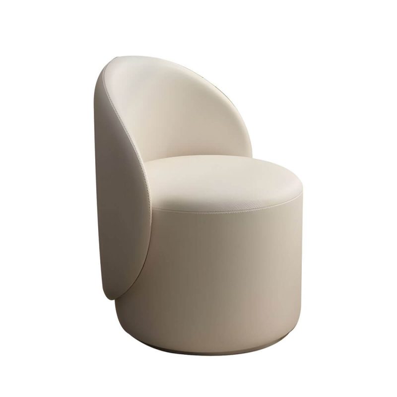 "Modern Upholstered Vanity Stool with Swivel Back and Tall Height for Comfort - Microfiber Leather 1 Piece Beige"