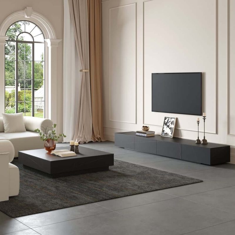 "87" Sintered Stone TV Stand with 4 Drawers"