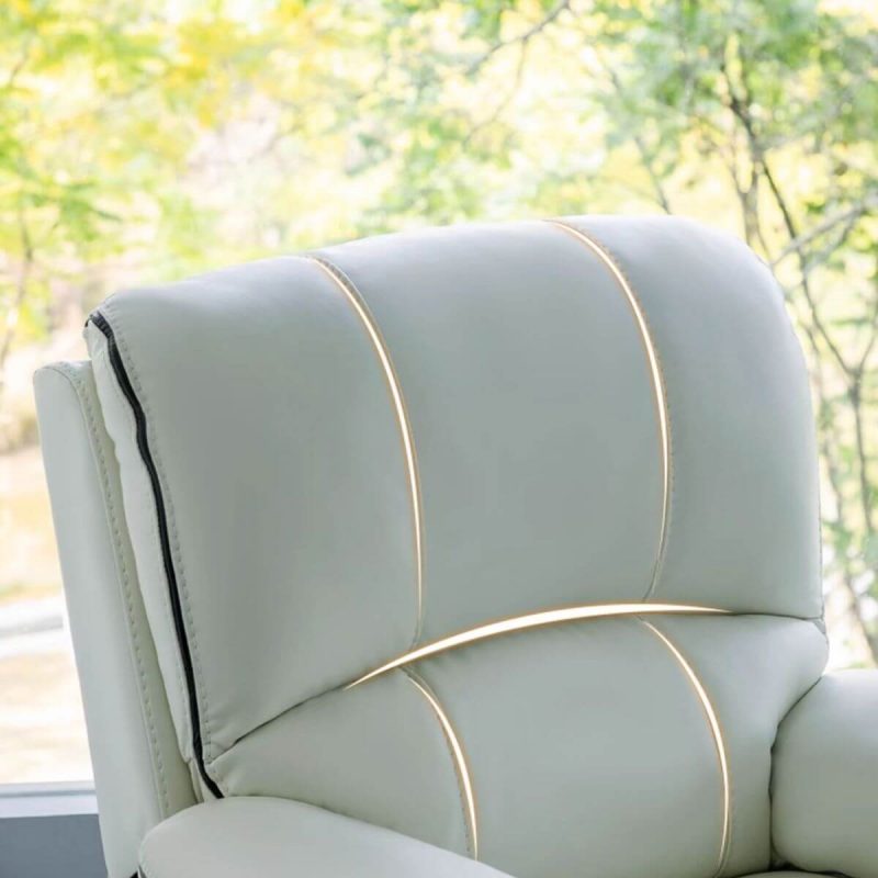 "Minimalist Solid Color Manual Reclining Chair with Dark Green Upholstery, Metal Frame, Non Rocking Base, Locking Back Angle, and Storage Pocket"