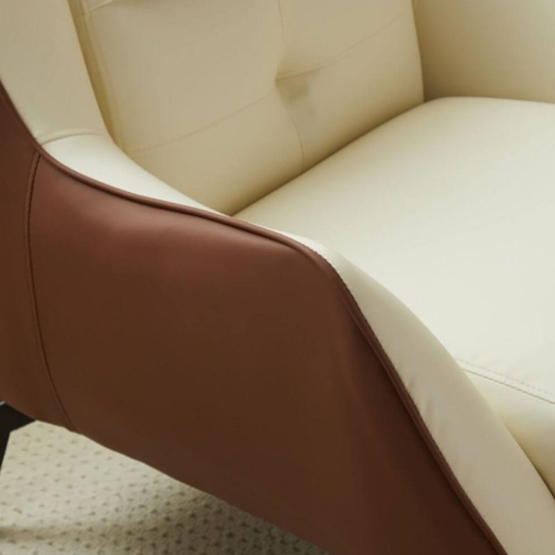 "Simple Solid Color Reclining Accent Chair, Cushion Back, Apricot Upholstery, and Armrest, Orange, Tech Cloth, 31.5"L x 31.5"W x 32.7"H, Accent Chair"