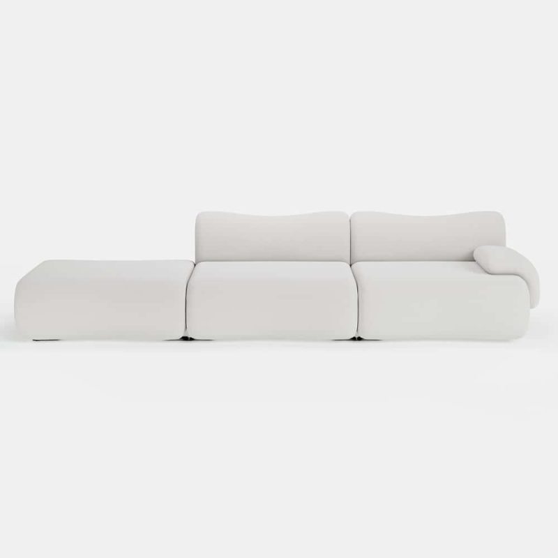 "114" 3-Piece Modular Velvet Sectional with Ottoman"