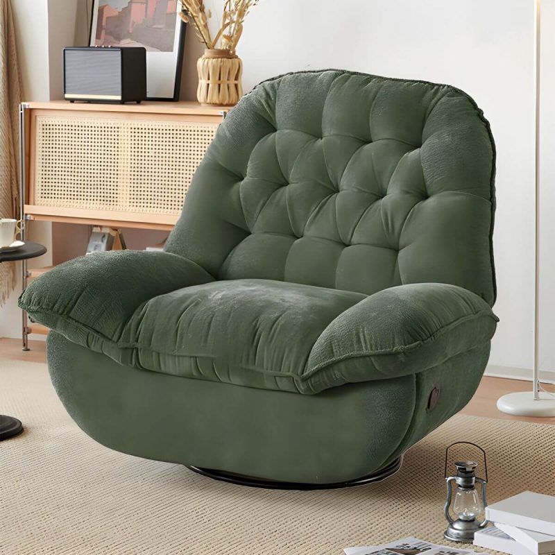 "Modern Standard Recliner with Tufted Design and Arm Compartment Storage - Green Standard (No Motion)"