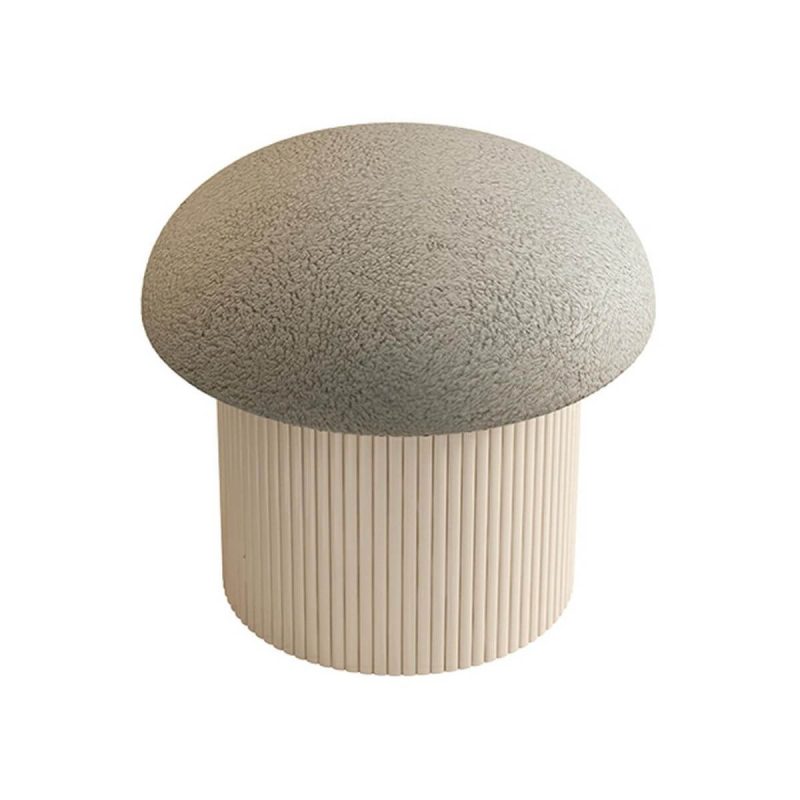 "Upholstered Swivel Vanity Stool with Storage, Metal Frame, and Tall Height - Grey"