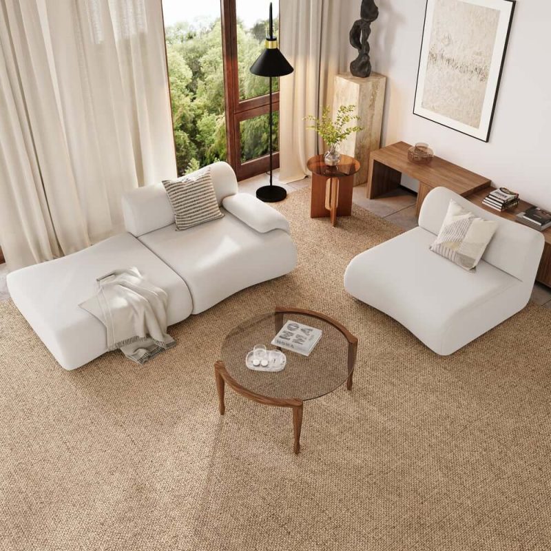 "114" 3-Piece Modular Velvet Sectional with Ottoman"