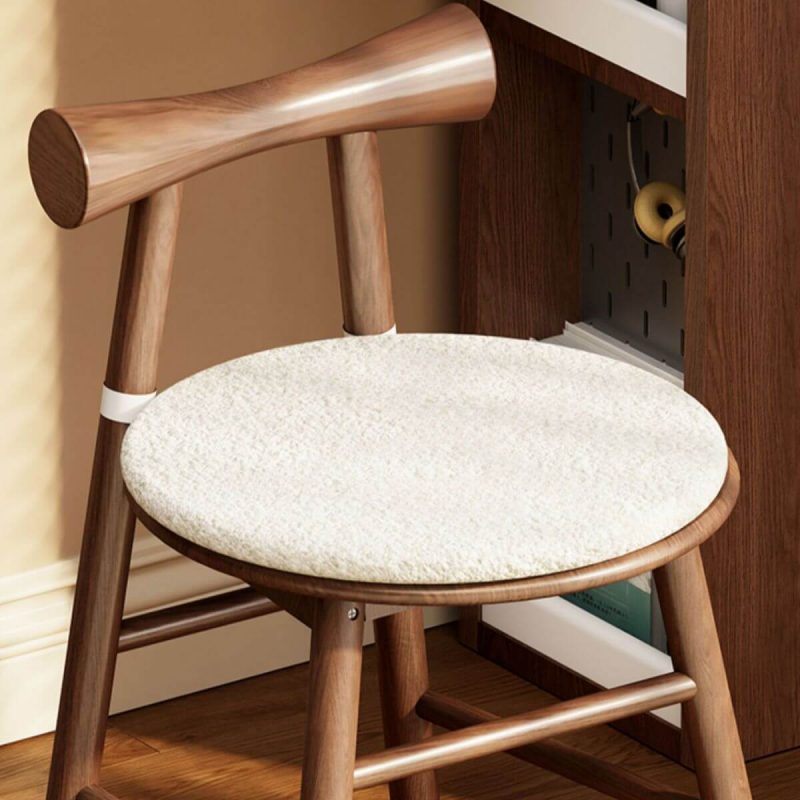 "Minimalist Chalk Solid Color Vanity Stool with Upholstered Seat, Legs, and Back, White"