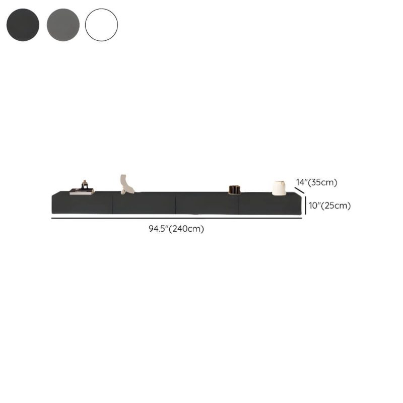 "Dimension of Contemporary Media Console Wood Floating TV Stand with Doors - White 94.5"L x 14"W x 10"H"