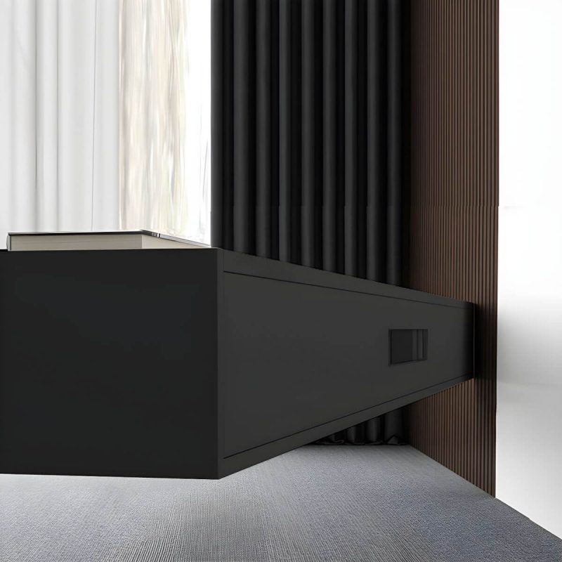 "Contemporary Media Console Wood Floating TV Stand with Doors - Grey 87"L x 14"W x 10"H"