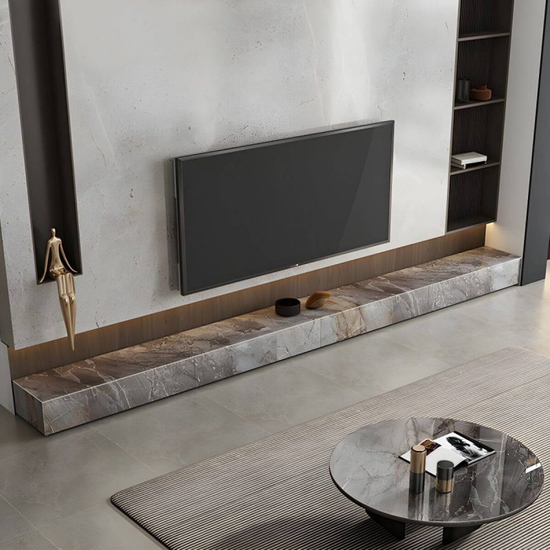 "Brown Stone TV Stand Console Contemporary Media Console with Drawers - 79"L x 16"W x 10"H"