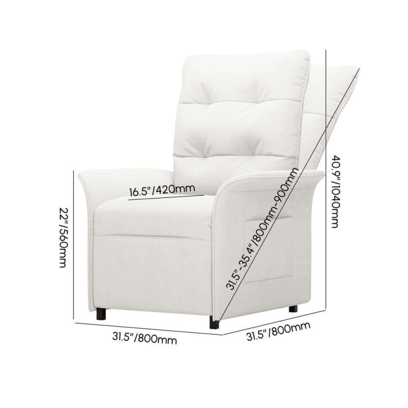 "Dimension of Velvet Power Recliner Accent Chair with Side Pocket"