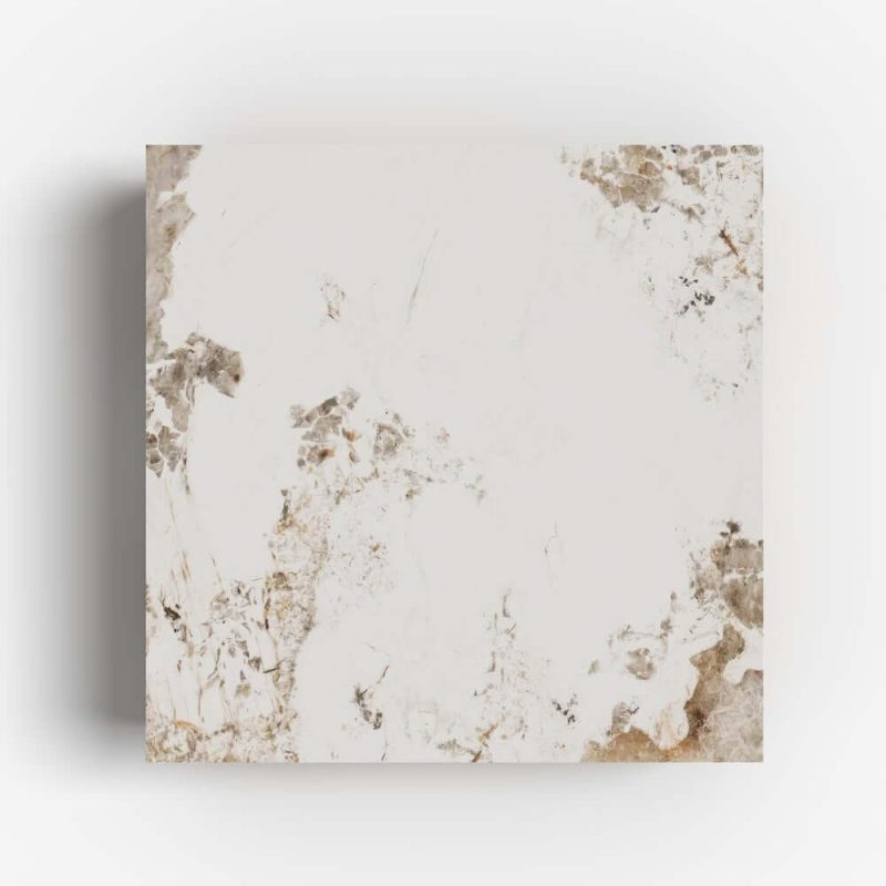 "39" Square Sintered Stone Block Coffee Table With Wood Base	"