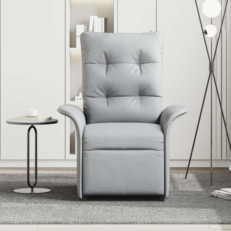 "Leather Power Recliner Accent Chair with Side Pocket"