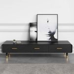 "Modern 63 Inch Black TV Stand Rectangle Media Stand Wood TV Console with 3 Drawers"