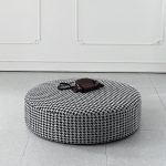 "Modern Round Houndstooth Vanity Stool with Cotton Upholstered and Wood Frame - 39 "L x 39"W x 13"H"