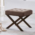 "Simplistic Rectangular Camel Sponge Solid Color Standard Ottoman with Button-tufted, 20"L x 16"W x 17"H"