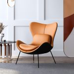 "Leather Upholstered Wingback Accent Chair with Pillows"