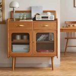 "Living Room Storage Cabinet Modern Glass Paned Cabinet with Drawers - 35.4"L x 15.7"W x 46.5"H"
