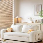 "2 Pillows California King Size White Sponge Futon Daybed with Pillow Back & Square Arm Seats 2, 94.5"L x 32"W x 32"H"