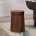 "Small Cottage Round Wood Side Table Tray Top in Walnut"