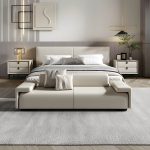 "Modern Solid Color Leather Upholstered Bedroom Bench with Arms - 59.1"L x 17.7"W x 21.7"H Off-White With Back"
