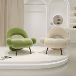 "Simple Solid Color Reclining Arm Chair with Cocoa Upholstery and Fixed Back, Khaki, Flannel"