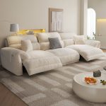 "Simplistic Water Resistant White Solid Color Loveseat with 3 Pillows, 2-seater, Milk Fleece, 67"L x 38"W x 35"H"