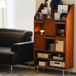 "Trendy Rectangle Independent Accent Cabinet with 5 Exterior Shelves, Groove Handle, Hutch in Sepia, 30"L x 12"W x 56"H"