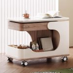 "Flexible Height Coffee Table with Wheeled Trunk Storage, Dark Walnut, 30"L x 18"W x 28"H"