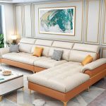 "L-Shape Sofa Chaise in Chalk with Pine Wood, Right Hand Facing, 138"L x 70"W x 37"H, Cotton"