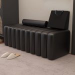 "Modern Upholstered Solid Color Indoor Sitting Bench with Rear Seat Back, Cushioned and Button-tufted - Black"