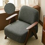 "Simple Lime Green Arm Chair with Solid Color, Tight Back, and Armrest, Green, Cotton and Linen"