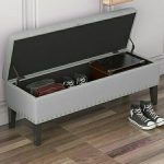"Storage Included Nailheads Black Storage Ottomans Rectangle 15.75'' Width - Blue"