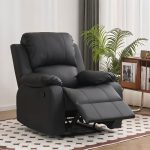 "Tangerine Color Manual Recliner with Rotating Base, Lumbar Support, Wood Frame, Independent Foot Movement, Locking Back Angle, and Solid Color, Respiratory Skin"