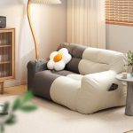"Expanded Polypropylene Beans Filing Solid Color Gray Flannel Bean Couch with Removable Cover for Seats 2, Bean Bag Chair, Dark Gray"
