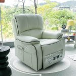 "Minimalist Solid Color Manual Reclining Chair with Dark Green Upholstery, Metal Frame, Non Rocking Base, Locking Back Angle, and Storage Pocket"