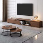 "Fero Extendable Walnut TV Stand & Nesting Coffee Table Set"