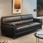 "Black Leather Water Resistant Contemporary Modern Sofa Couch for 4, Solid Color, 83"L x 33"W x 33"H"
