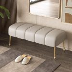 "Glamorous Amber Color Cushioned Upholstered Solid Color Accent Bench, 24"L x 16"W x 16"H"