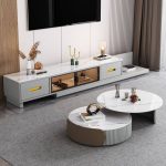 "Nested Frame Base Orbicular Board Game Coffee Table Suitable for Foyer, Light Grey"