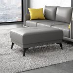 "Rectangle Wood Solid Color Footstools without Unremovable Cushion Cover - Orange"