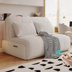 "Art Deco Queen Size Stain Resistant Day Bed Futon for 2 Seater with Stockroom, 2 Pillows and Pillow Back, 67"L x 39"W x 37"H"