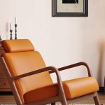 "Farmhouse Reddish-brown Upholstered Rocking Seat with Track Arm, Padded, Sponge, Cow Leather"