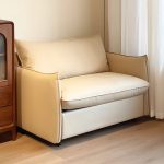 "Recessed Arm Day Bed and Futon, Twin XL Size, Stain Resistant, 1 Person, Pillow Back, Contemporary Style, Off-White"
