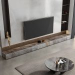 "Brown Stone TV Stand Console Contemporary Media Console with Drawers - 79"L x 16"W x 10"H"