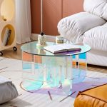 "Iridescent Transparent Acrylic Modern Design Fashionable Round Coffee Table"