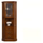 "Old School Corner Accent Cabinet with Light, 3 Drawers, 2 Cabinets, 1 Exterior Shelf, and Glass-panel Door, Lights Included, Drawers Included"